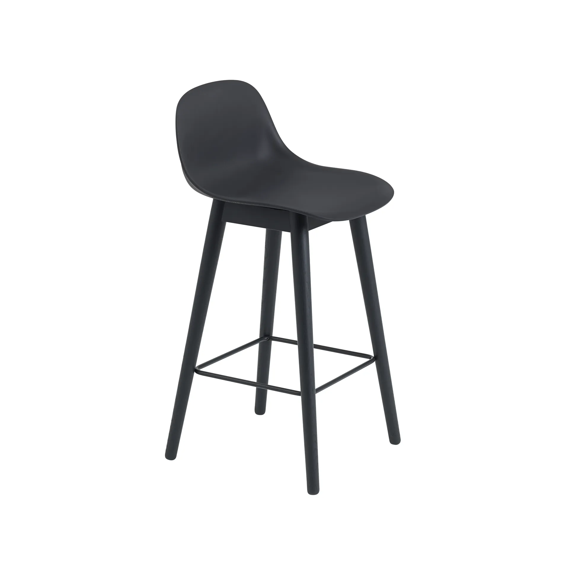 Taburete bar con respaldo Fiber 65 cm, Black-patas negras Muuto