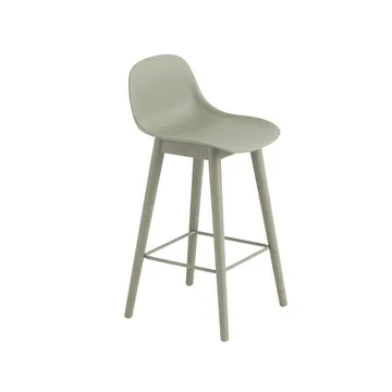 Taburete bar con respaldo Fiber 65 cm - Dusty green-patas verdes - Muuto