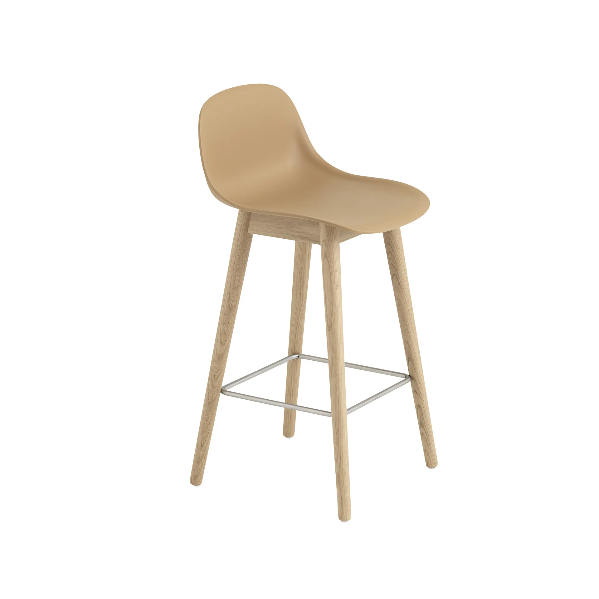 Taburete bar con respaldo Fiber 65 cm, Ochre-patas de roble Muuto