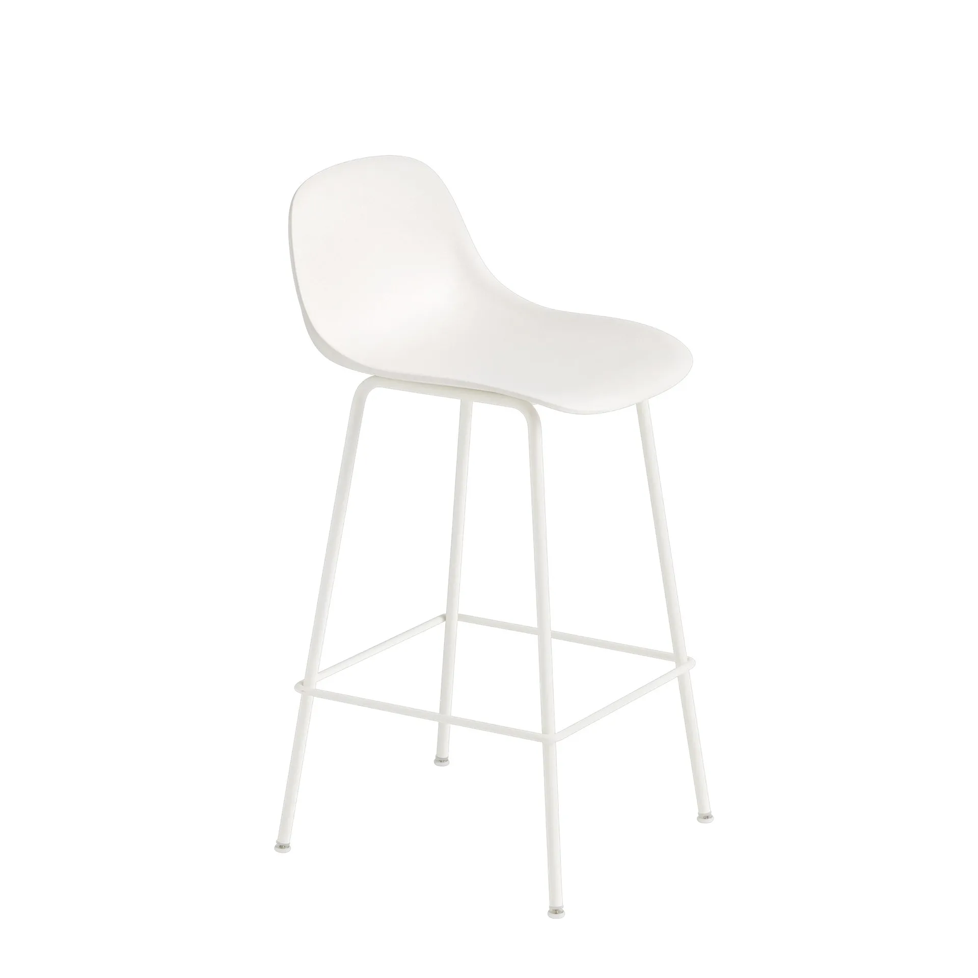Taburete bar con respaldo Fiber Tube 65 cm, blanco Muuto