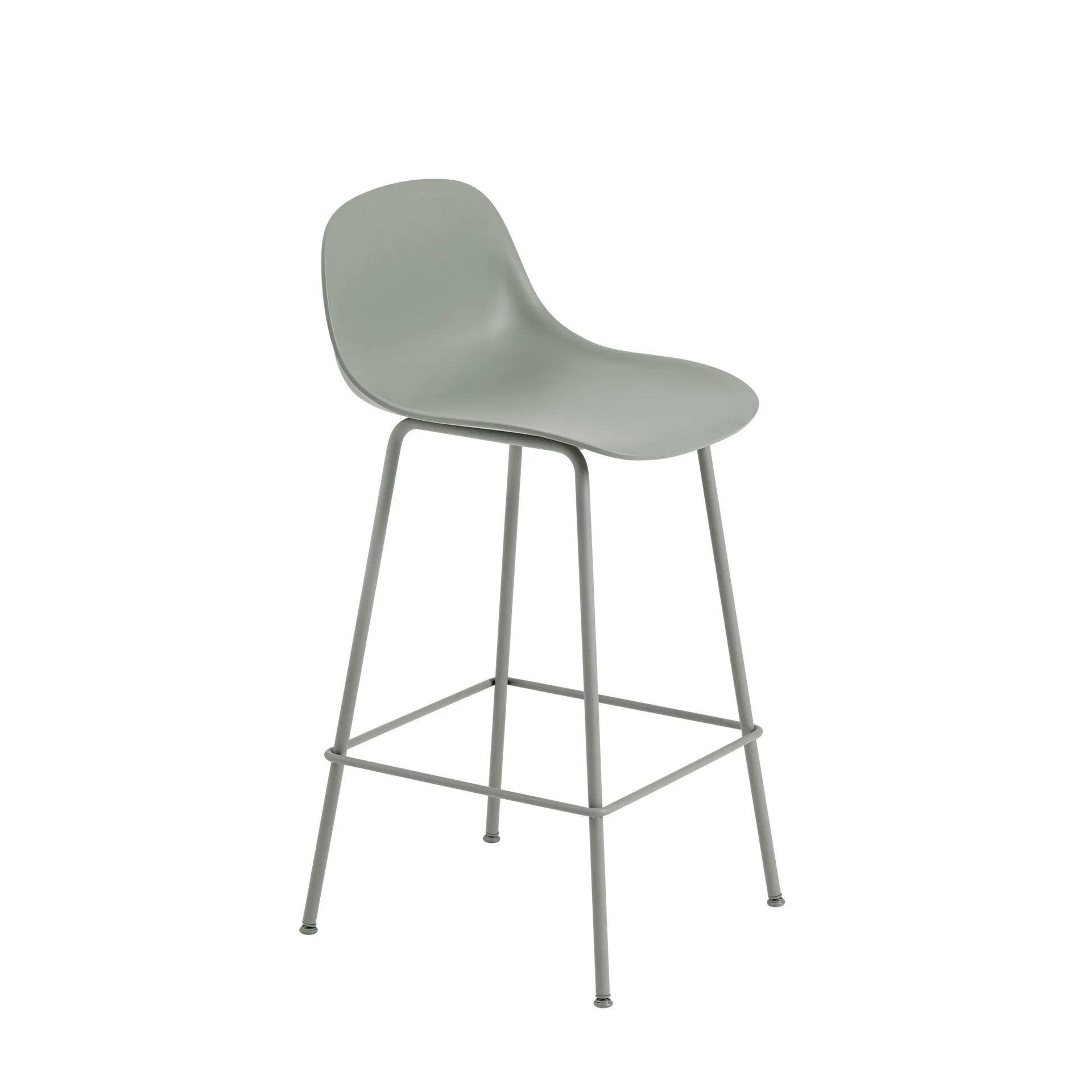 Taburete bar con respaldo Fiber Tube 65 cm, dusty green Muuto
