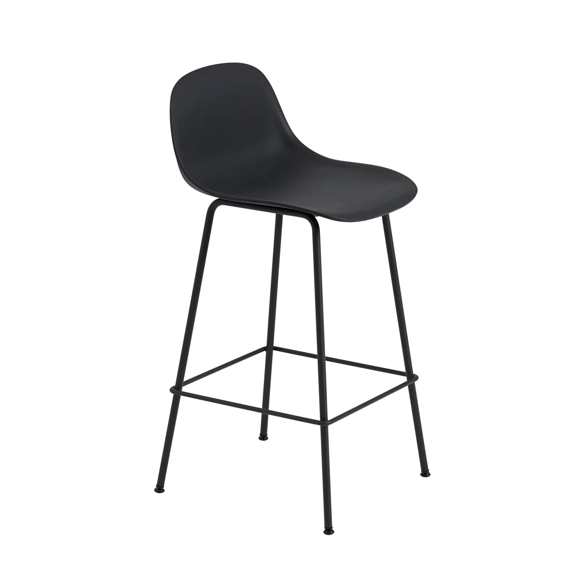 Taburete bar con respaldo Fiber Tube 65 cm, negro Muuto