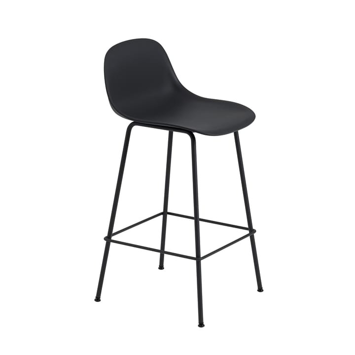 Taburete de bar Eloisse negro con respaldo H65 de boucle blanco