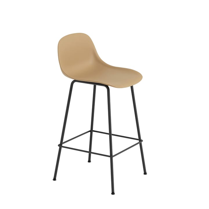 Taburete bar con respaldo Fiber Tube 65 cm - ockra-negro - Muuto