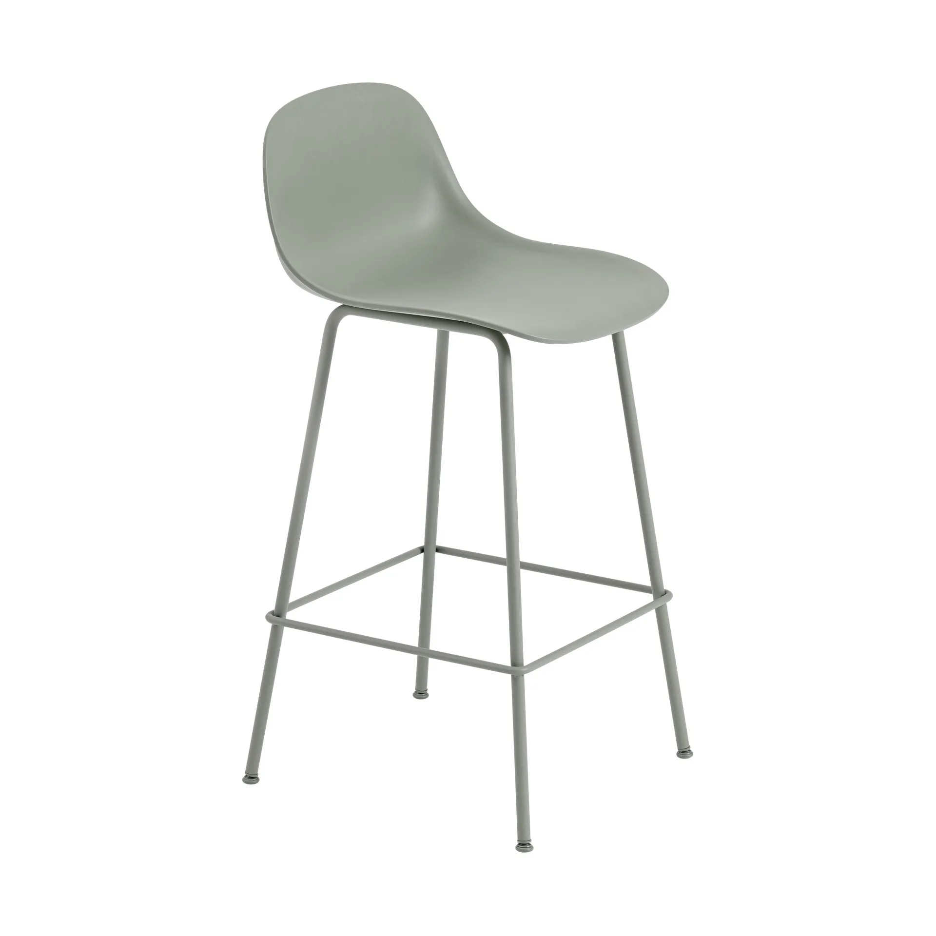 Taburete bar con respaldo Fiber Tube 75 cm, Dusty green Muuto
