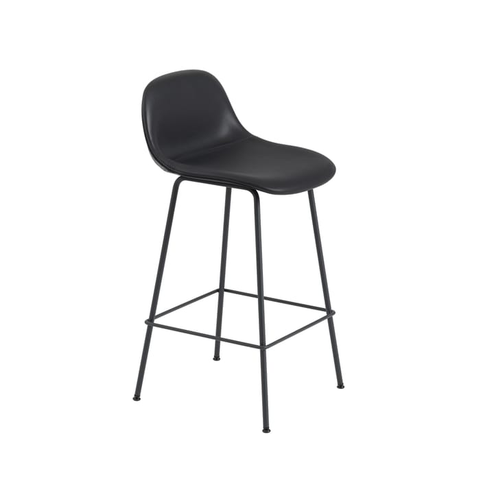 Taburete bar Fiber patas metálicas, Refine leather black-Black Muuto