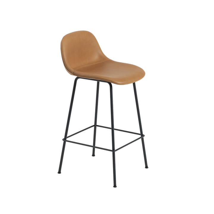 Taburete bar Fiber patas metálicas - Refine leather cognac-Black - Muuto