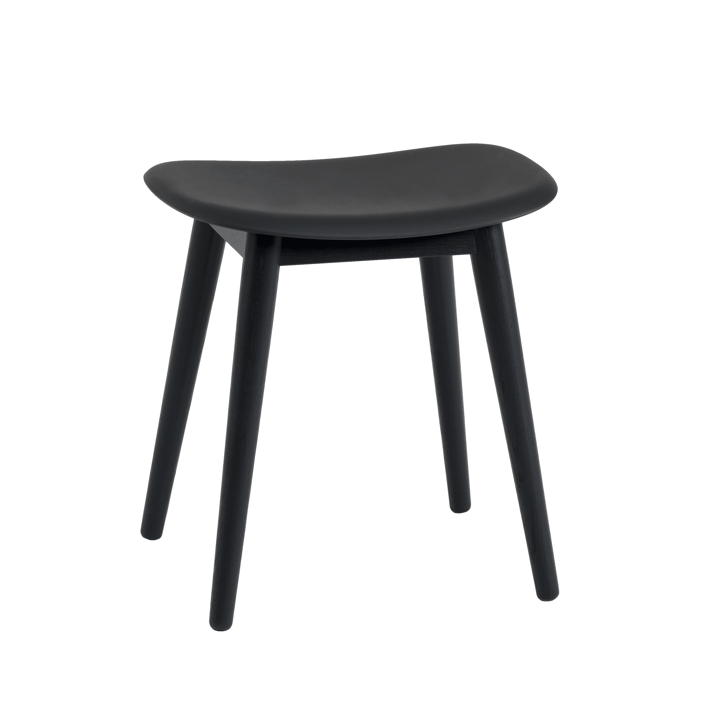 Taburete Fiber - Black, patas madera - Muuto