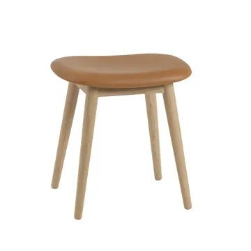 Taburete Fiber - Cuero cognac, patas de roble - Muuto