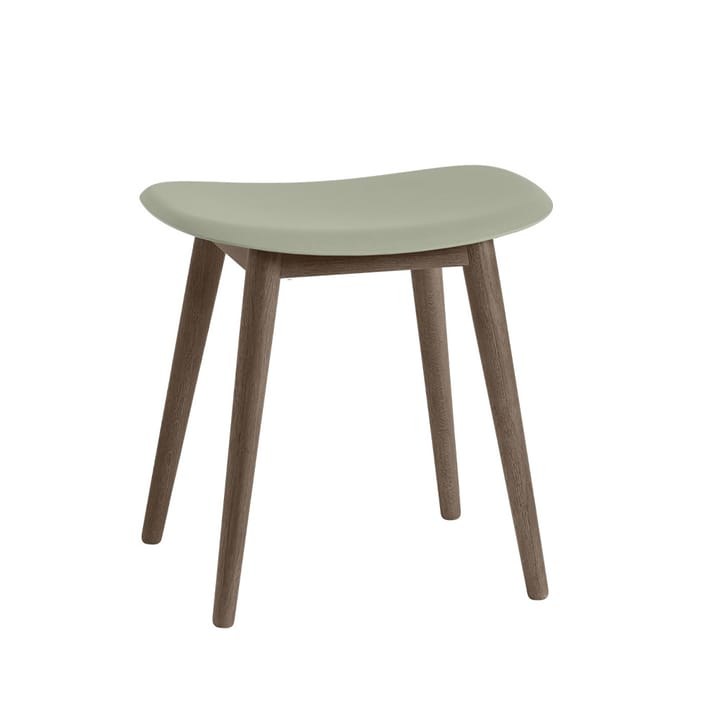 Taburete Fiber - Dusty green, patas de madera barnizadas en marrón oscuro - Muuto