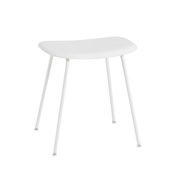 Taburete Fiber - White, base de acero en blanco - Muuto