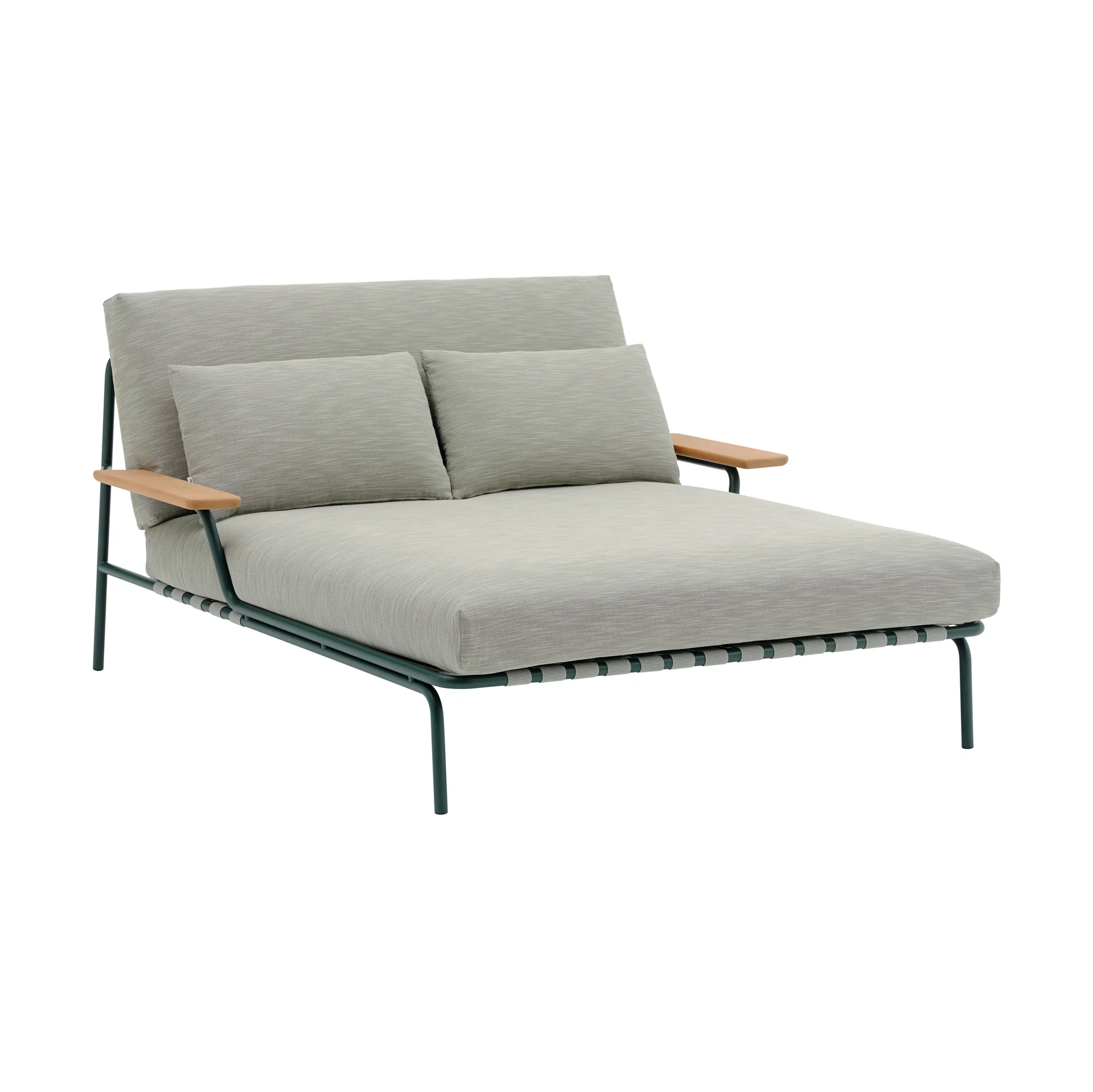 Tumbona Settle , Ribbed Weave 2-verde oscuro, con reposabrazos Muuto