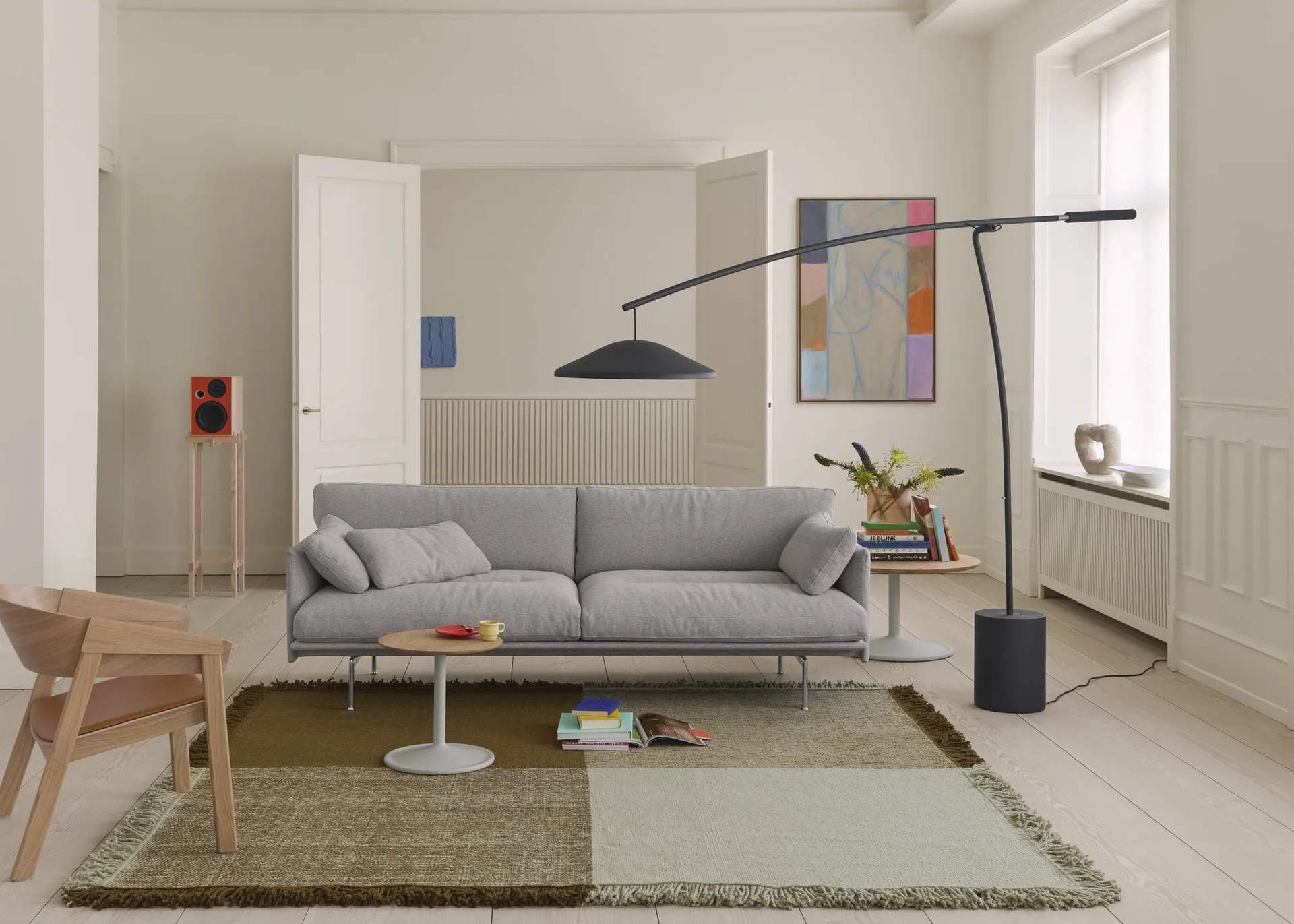 Verso alfombra de lana, Cool grey-marrón oscuro, 258x258 cm Muuto
