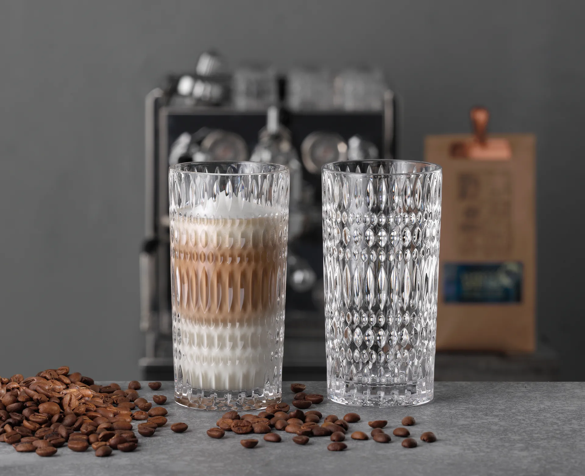 2 Vasos Latte Ethno Barista 43,4 cl, Clear Nachtmann