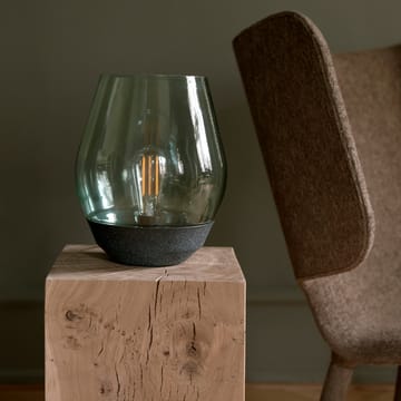 Lámpara de mesa Bowl - cobre bruto, vidrio color humo claro - New Works