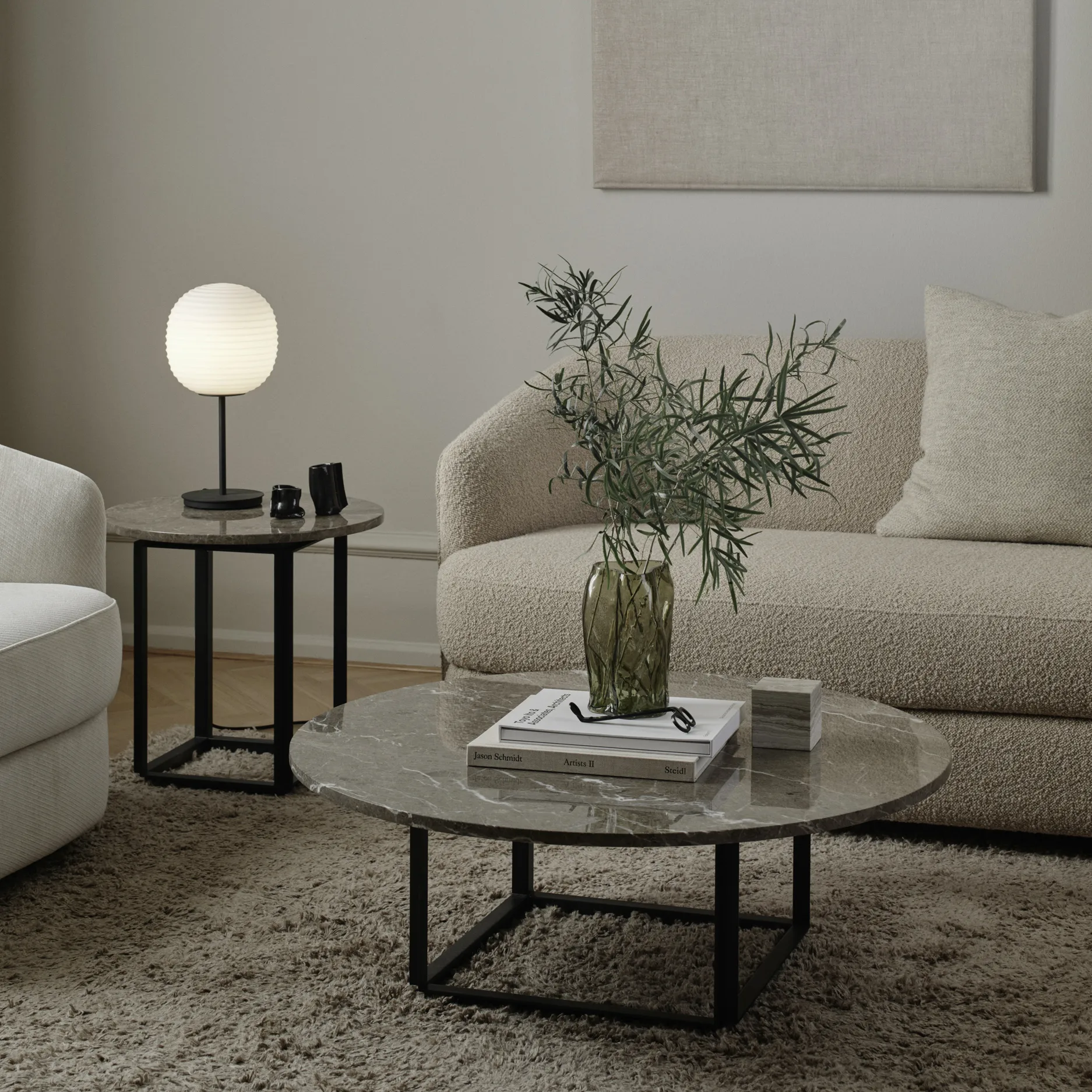 Lámpara de mesa Lantern small, Frosted White opal glass New Works