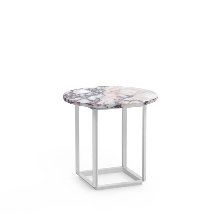 Mesa auxiliar Florence, mármol blanco viola, ø50 cm, soporte blanco New Works