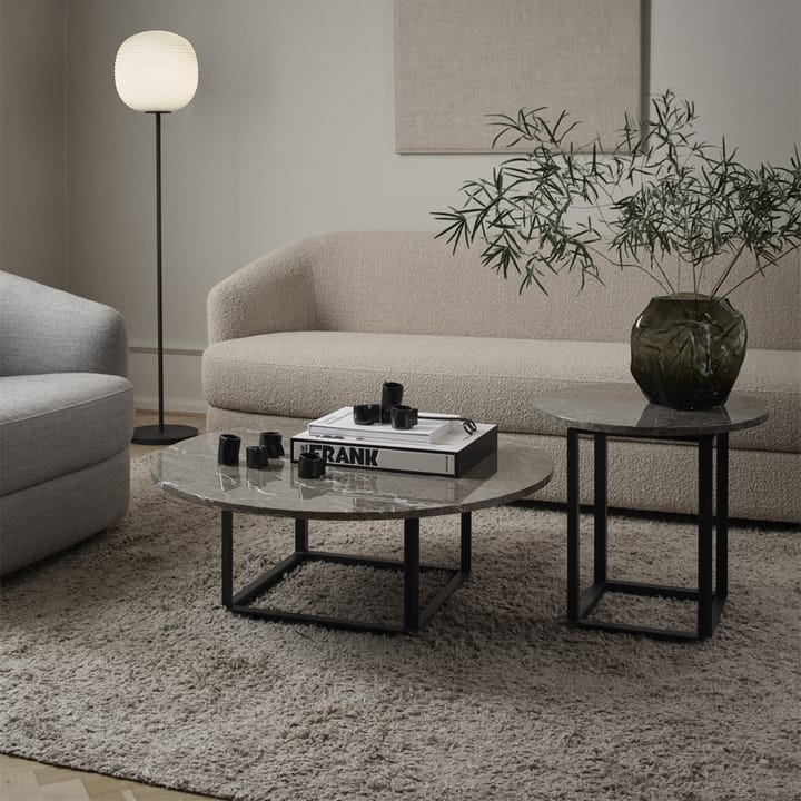 Mesa auxiliar Florence, mármol gris du marais, ø50 cm, soporte negro New Works