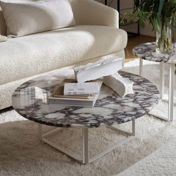 Mesa de centro Florence - mármol blanco viola, ø90 cm, soporte blanco - New Works