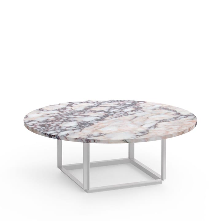 Mesa de centro Florence, mármol blanco viola, ø90 cm, soporte blanco New Works