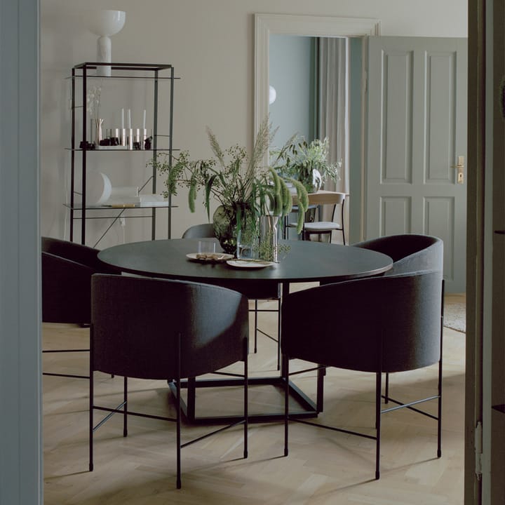 Mesa de comedor Florence redonda  - mármol gris du marais, ø145 cm, soporte negro - New Works