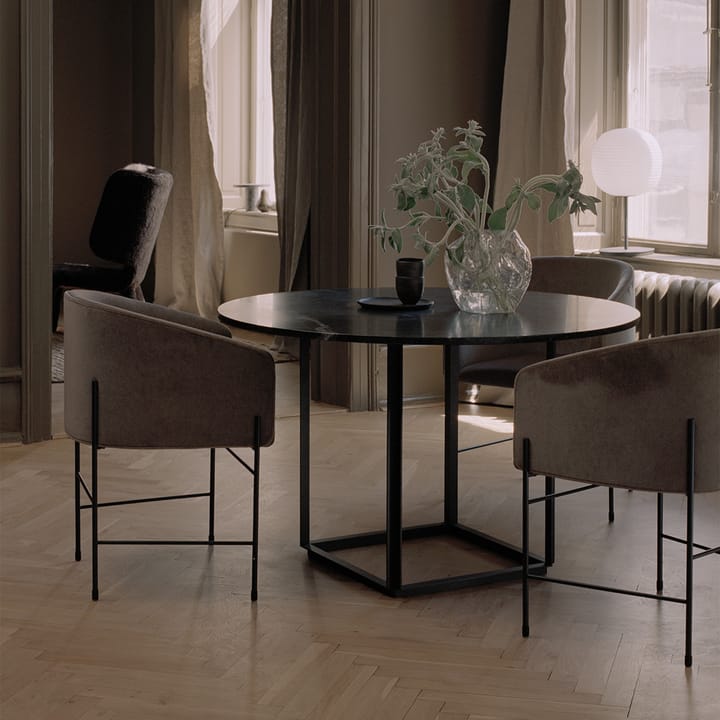 Mesa de comedor Florence redonda  - mármol negro marquina, ø145 cm, soporte negro - New Works
