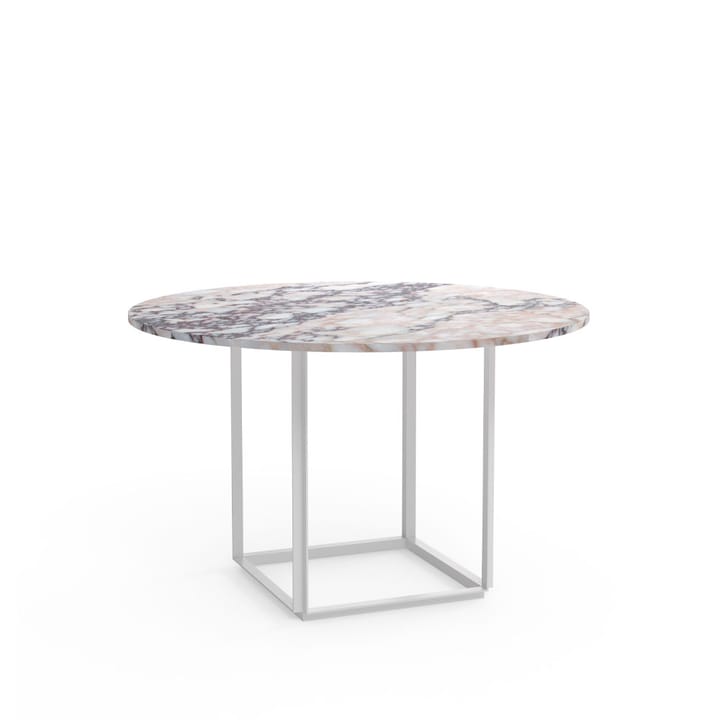 Mesa de comedor Florence redonda  - mármol viola blanco, ø120 cm, soporte blanco - New Works