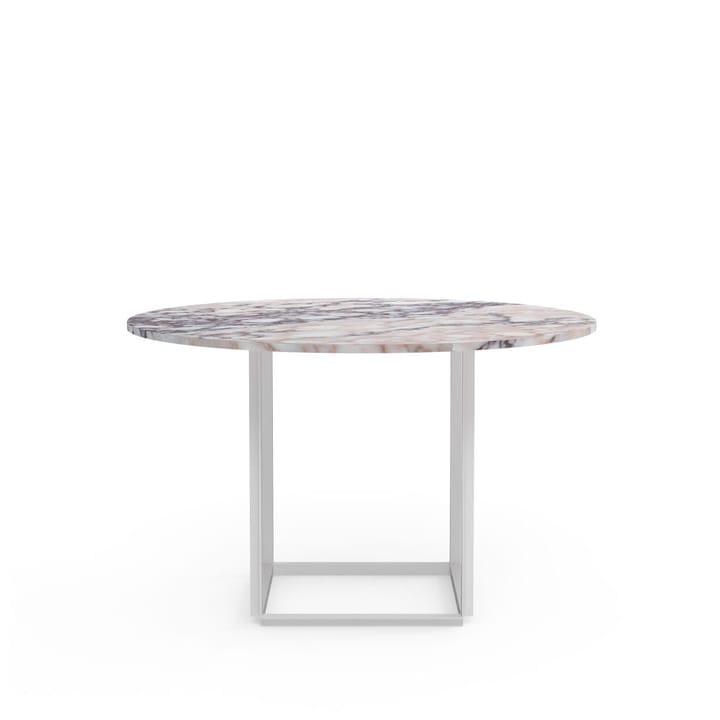 Mesa de comedor Florence redonda , mármol viola blanco, ø120 cm, soporte blanco New Works