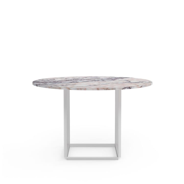 Mesa de comedor Florence redonda  - mármol viola blanco, ø120 cm, soporte blanco - New Works