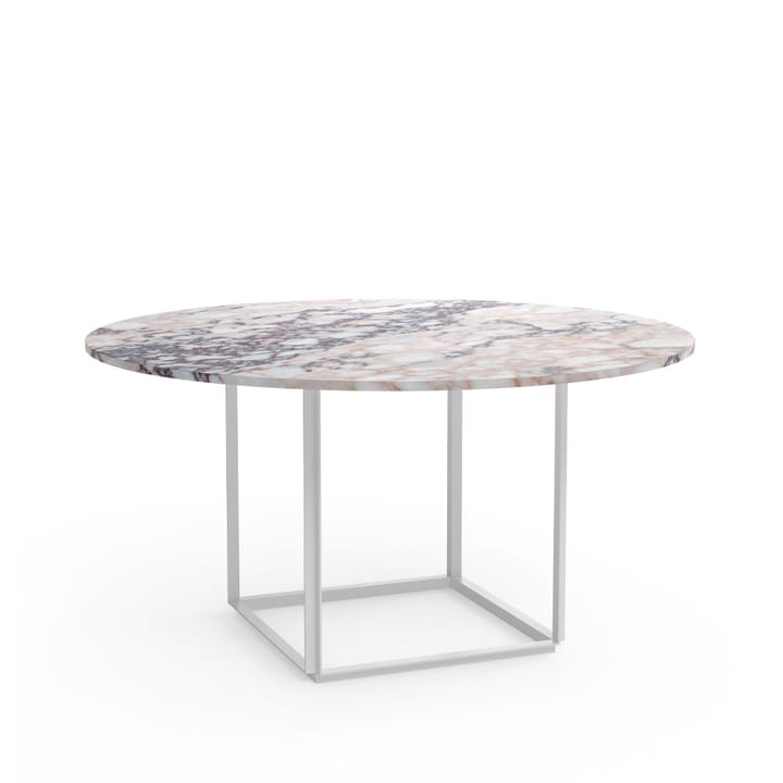 Mesa de comedor Florence redonda  - mármol viola blanco, ø145 cm, soporte blanco - New Works