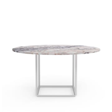 Mesa de comedor Florence redonda  - mármol viola blanco, ø145 cm, soporte blanco - New Works
