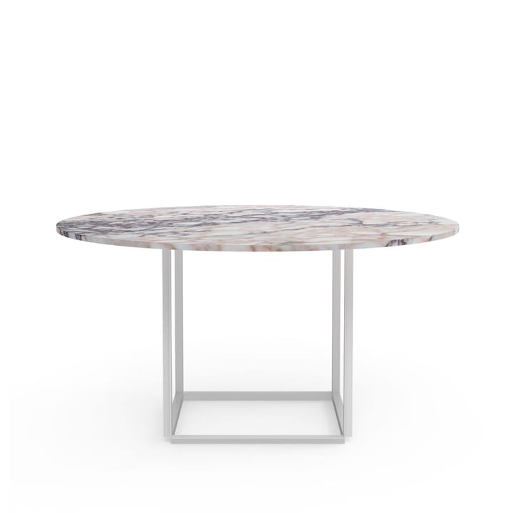 Mesa de comedor Florence redonda , mármol viola blanco, ø145 cm, soporte blanco New Works