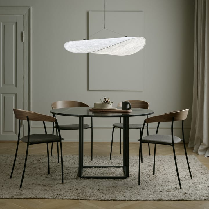 Mesa de comedor Florence redonda  - roble ahumado, ø120 cm, soporte negro - New Works