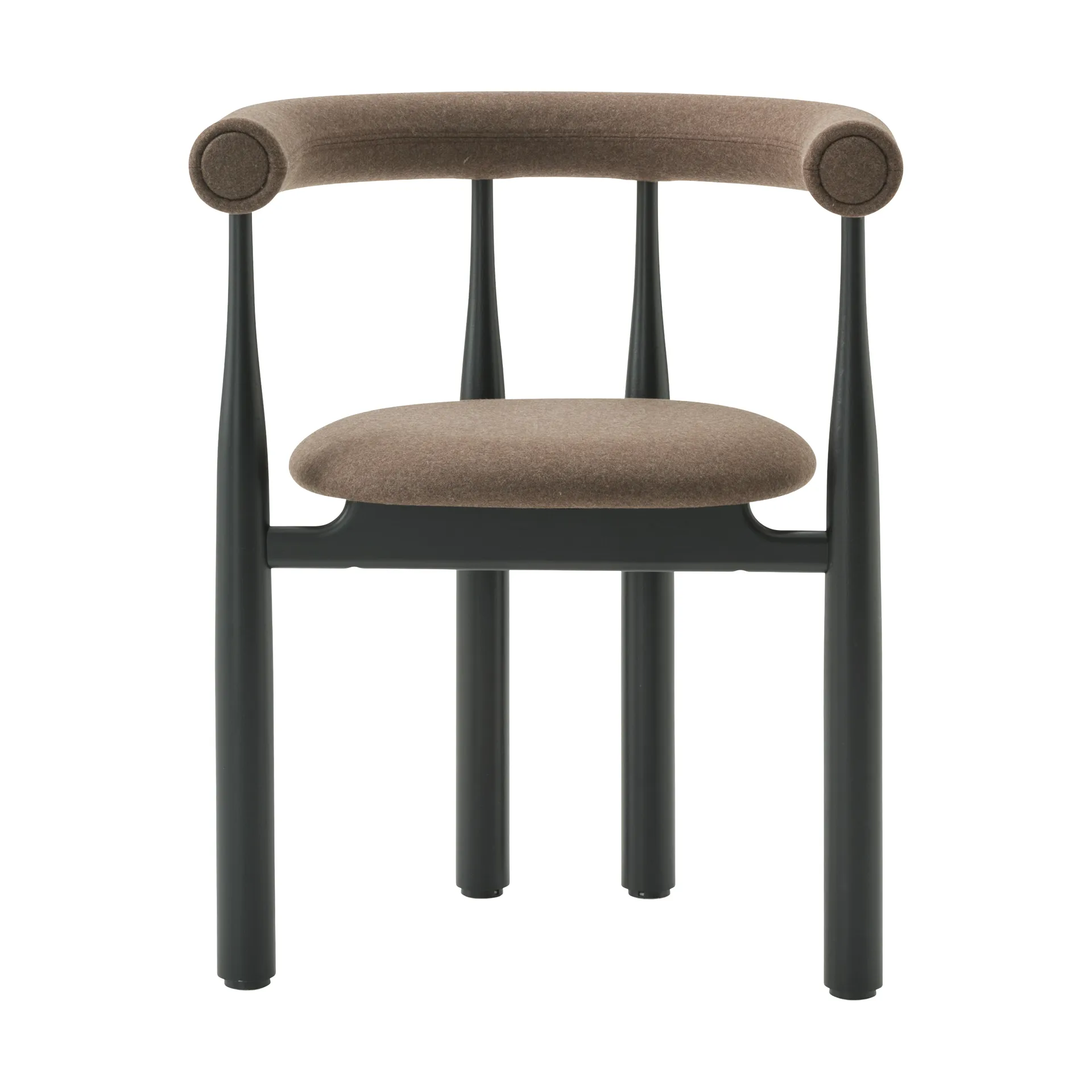 Sillón con brazos Bukowski tapizado, Negro, Wooly Plus 1008 New Works