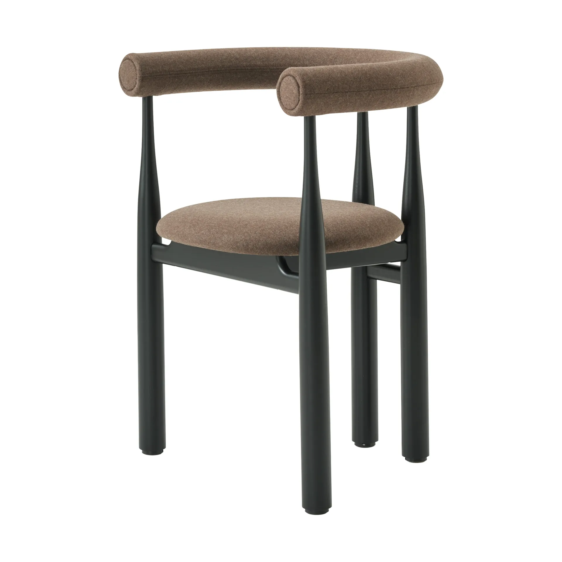 Sillón con brazos Bukowski tapizado, Negro, Wooly Plus 1008 New Works