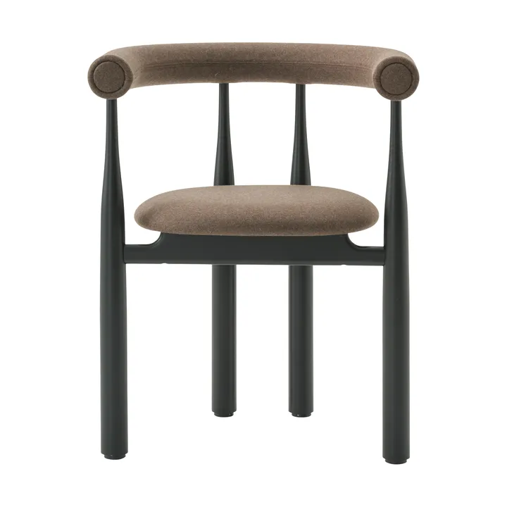 Sillón con reposabrazos Bukowski tapizado - Negro, Wooly Plus 1008 - New Works