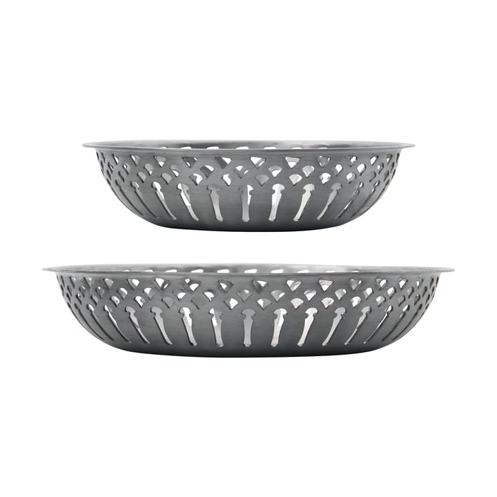 Cesta de pan Nicolas Vahé, 2 piezas - Acabado plateado envejecido - Nicolas Vahé