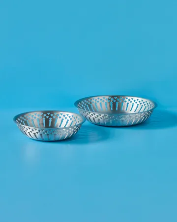 Cesta de pan Nicolas Vahé, 2 piezas - Acabado plateado envejecido - Nicolas Vahé