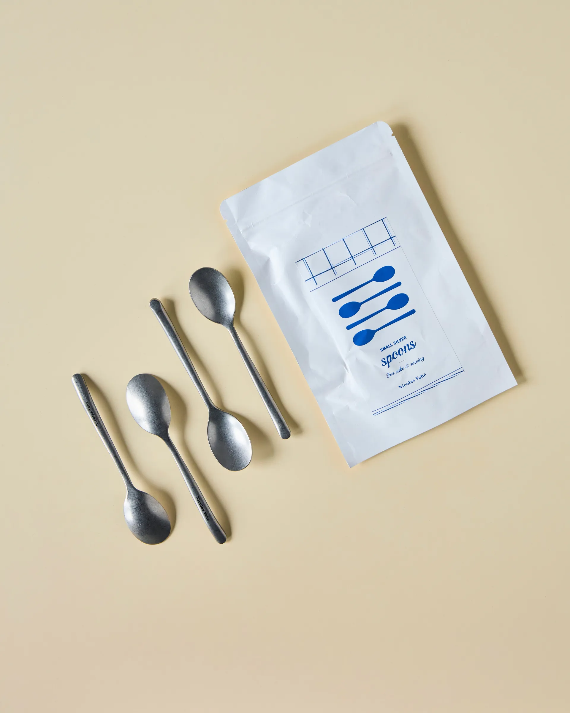 Cucharillas Nicolas Vahé, 4 piezas, Acabado plateado envejecido Nicolas Vahé