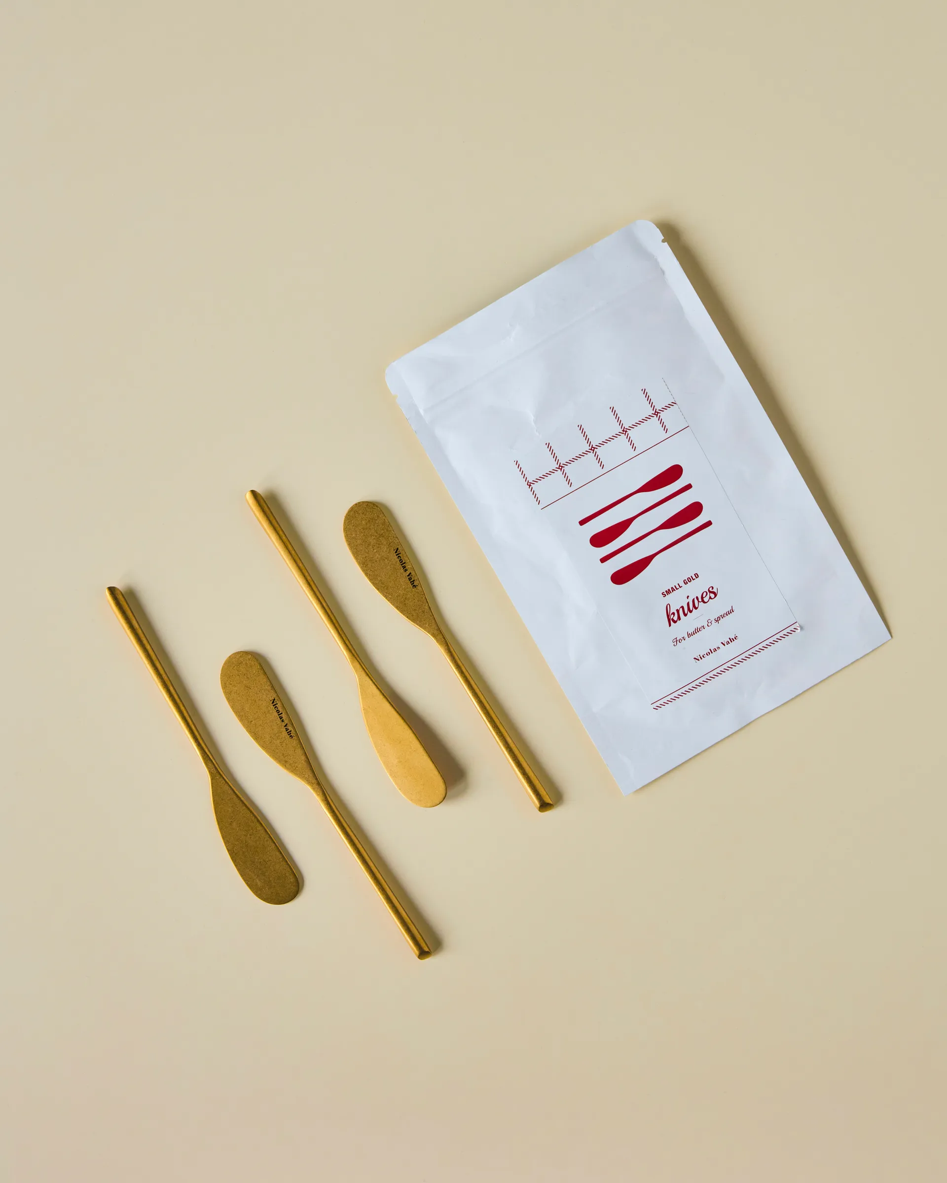Cuchillo para mantequilla Nicolas Vahé, 4 piezas, Acabado dorado antiguo Nicolas Vahé