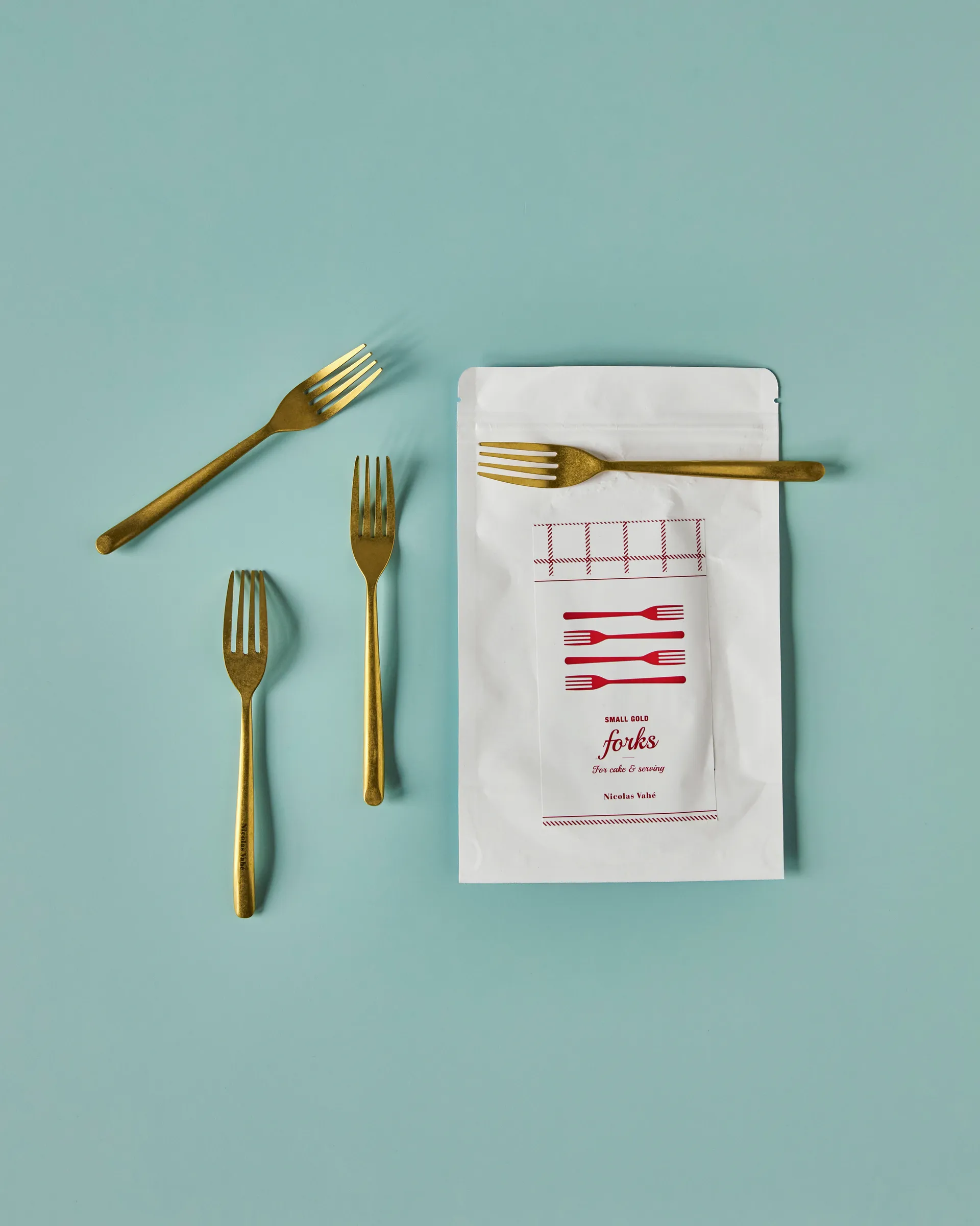 Tenedores para tarta Nicolas Vahé, 4 piezas, Acabado dorado envejecido Nicolas Vahé