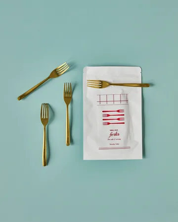 Tenedores para tarta Nicolas Vahé, 4 piezas - Acabado dorado envejecido - Nicolas Vahé