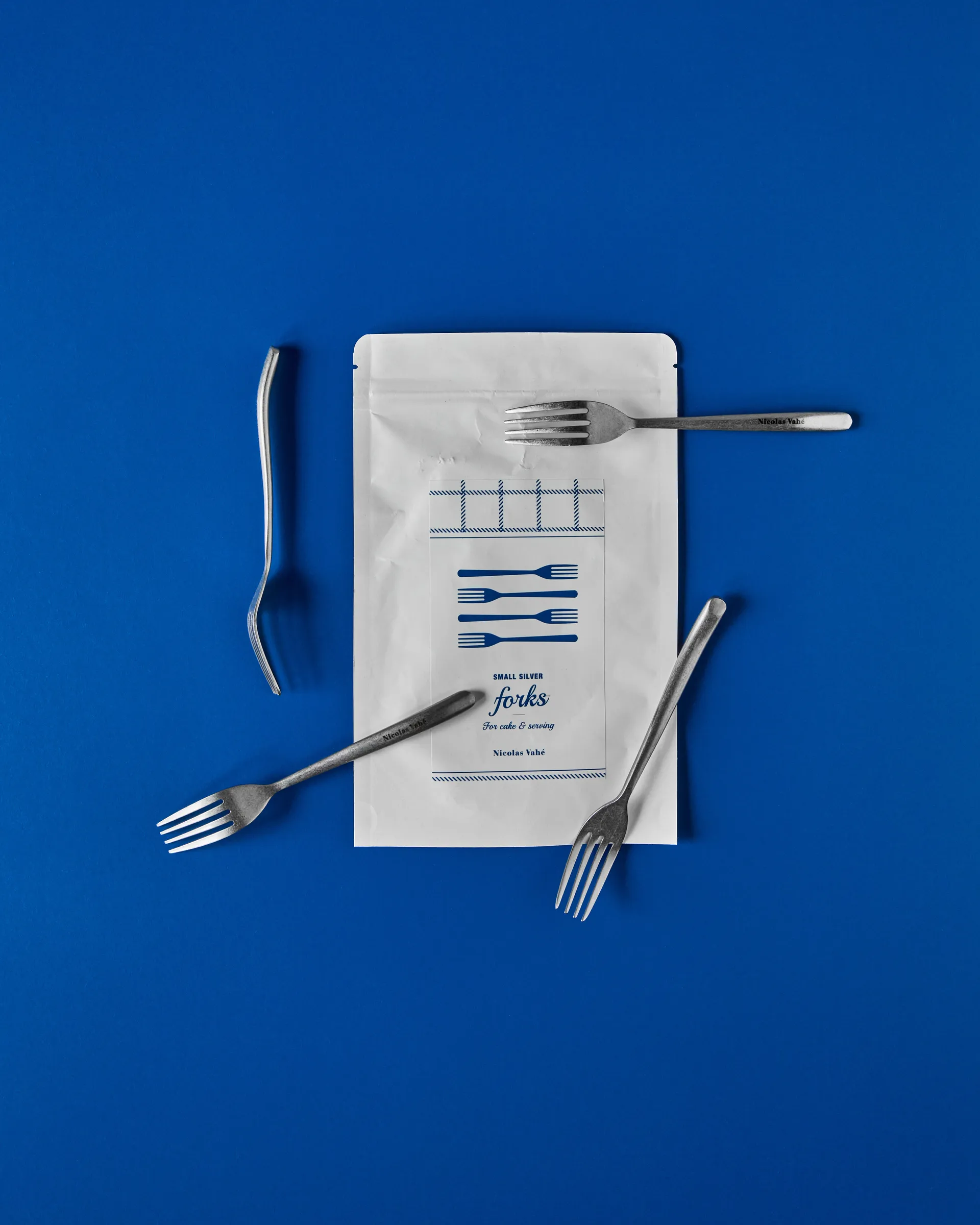 Tenedores para tarta Nicolas Vahé, 4 piezas, Acabado plateado envejecido Nicolas Vahé