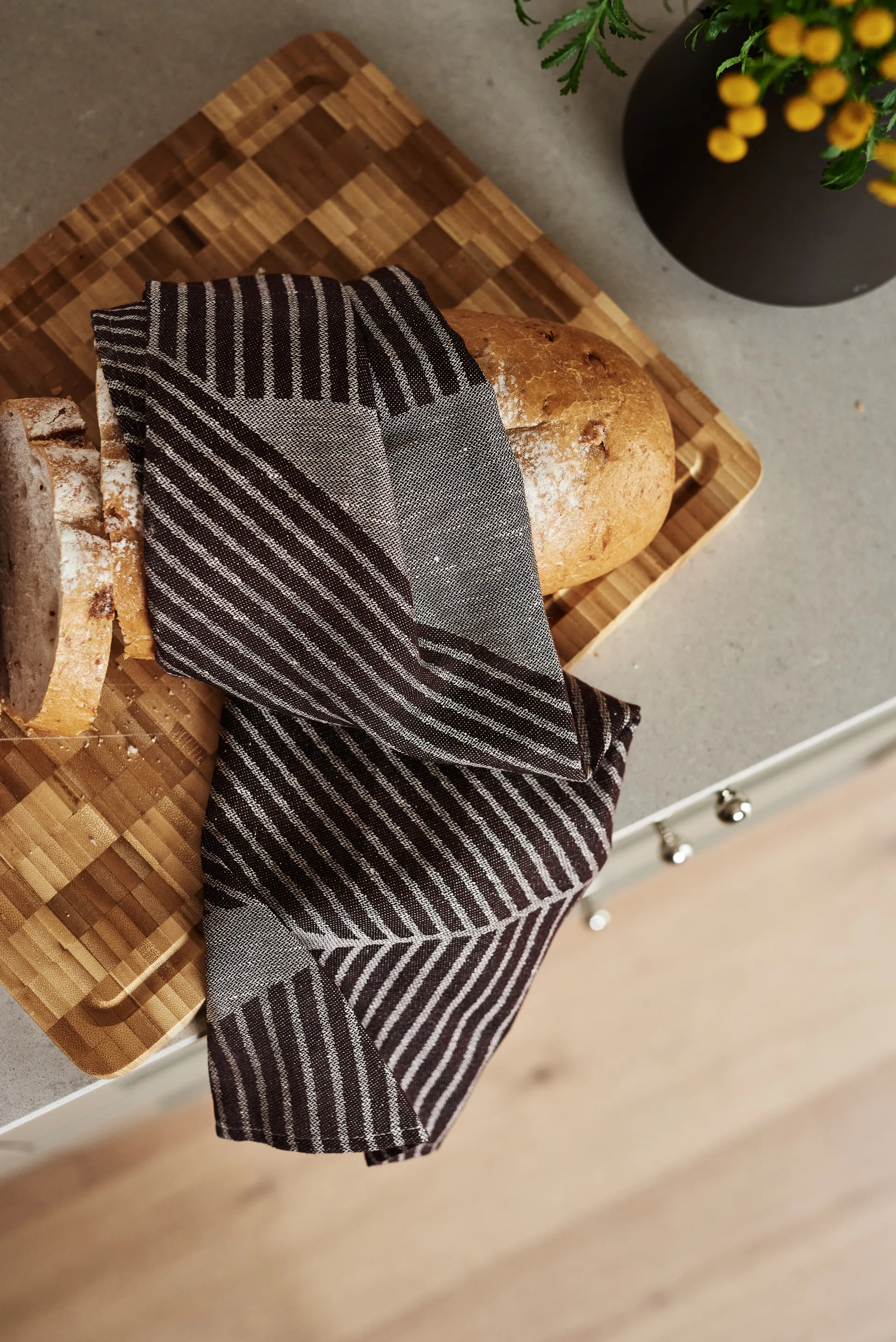 2 Paños de cocina Stripes 47x70 cm, marrón-blanco NJRD