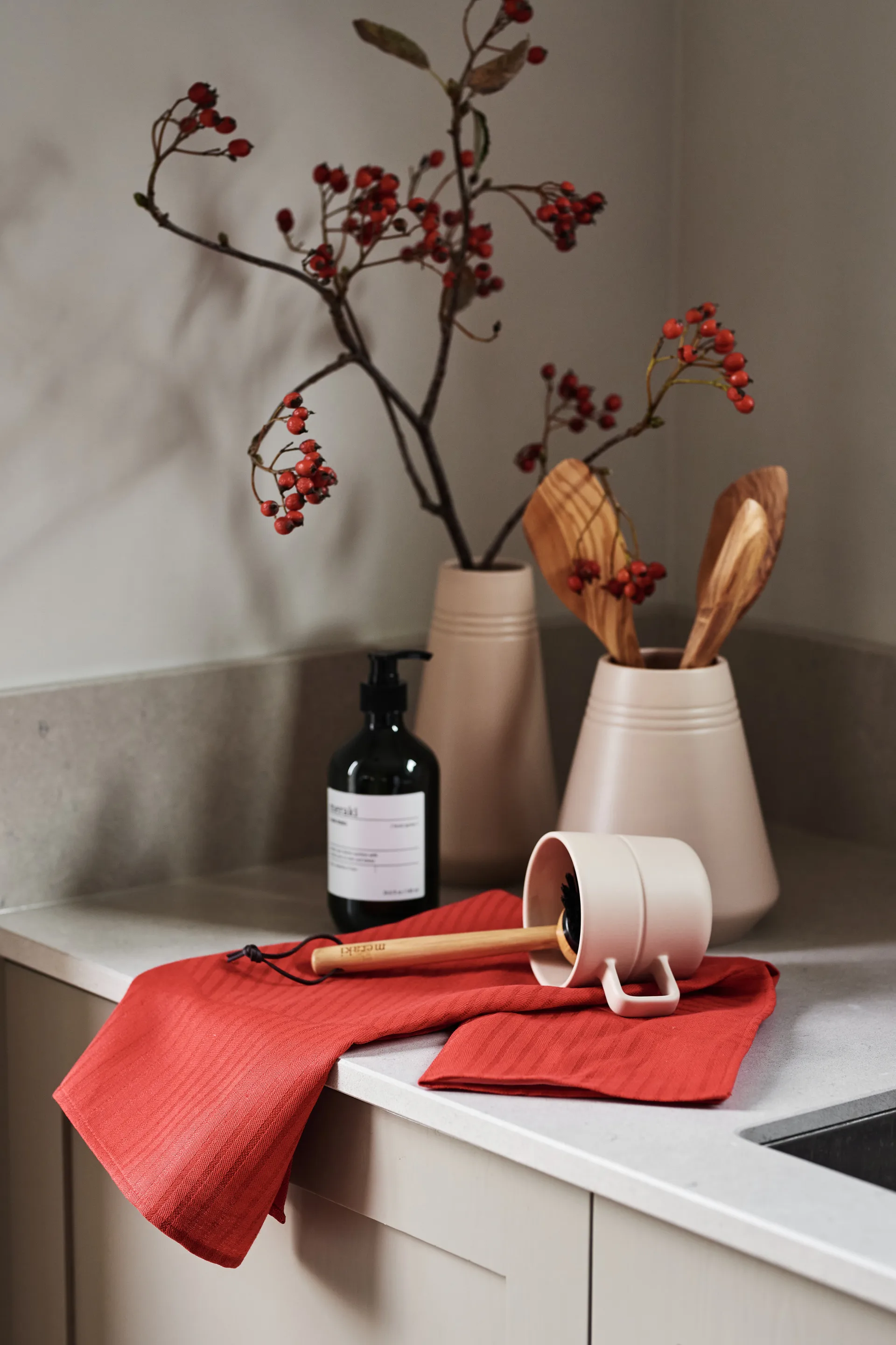 2 Paños de cocina Stripes 47x70 cm, Rojo NJRD