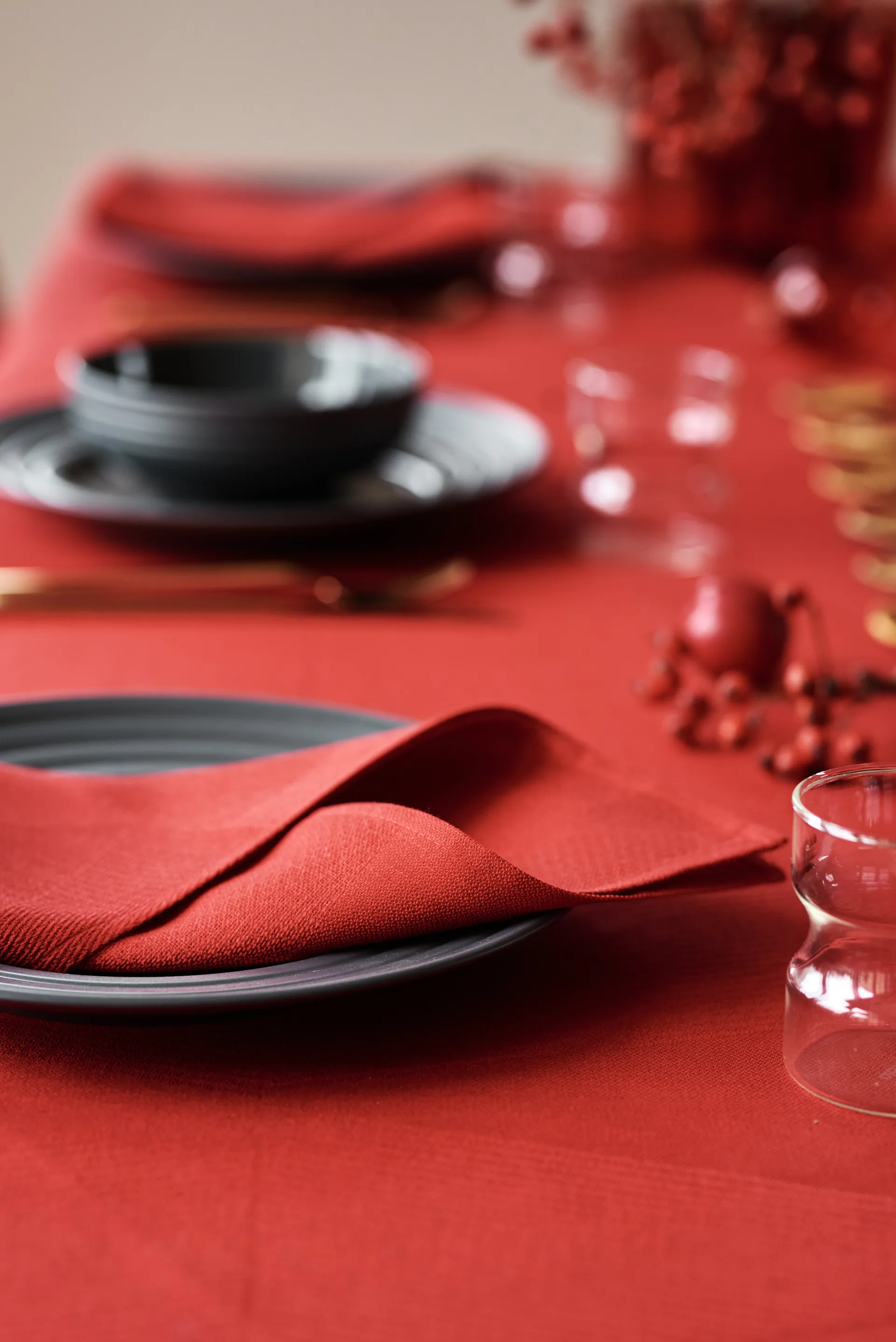 4 Servilletas Metric 47x47 cm, Rojo NJRD