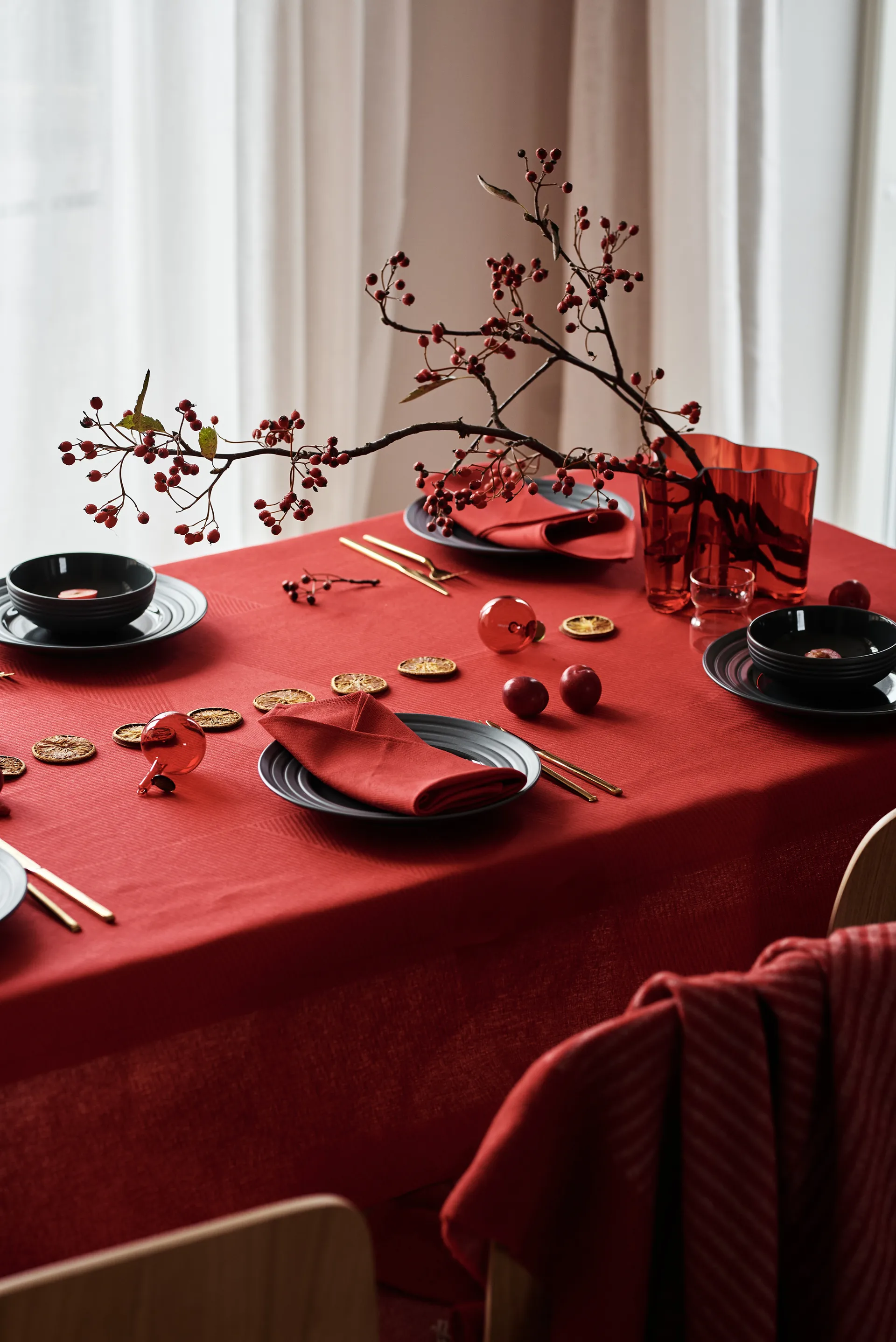 4 Servilletas Metric 47x47 cm, Rojo NJRD