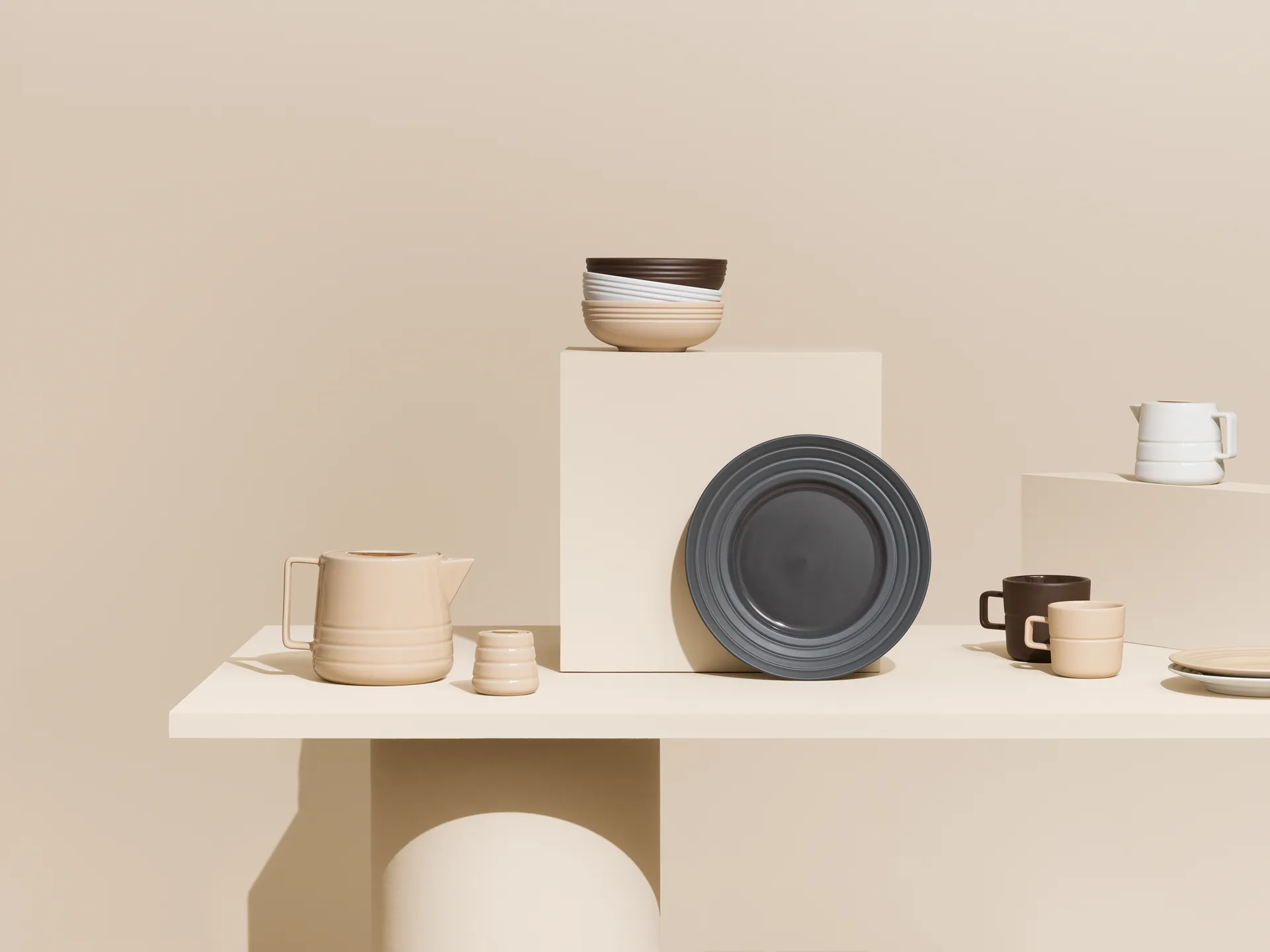 6 Platos Lines Ø21 cm, Beige NJRD