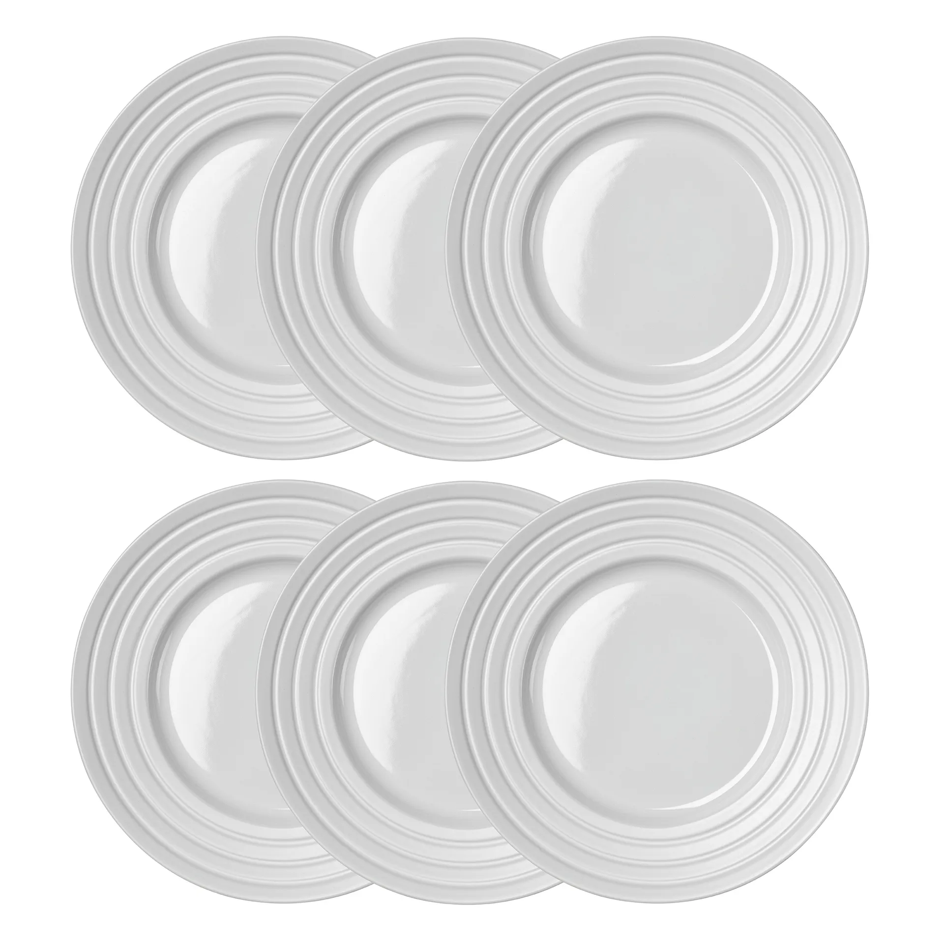 6 Platos Lines Ø27 cm, blanco NJRD