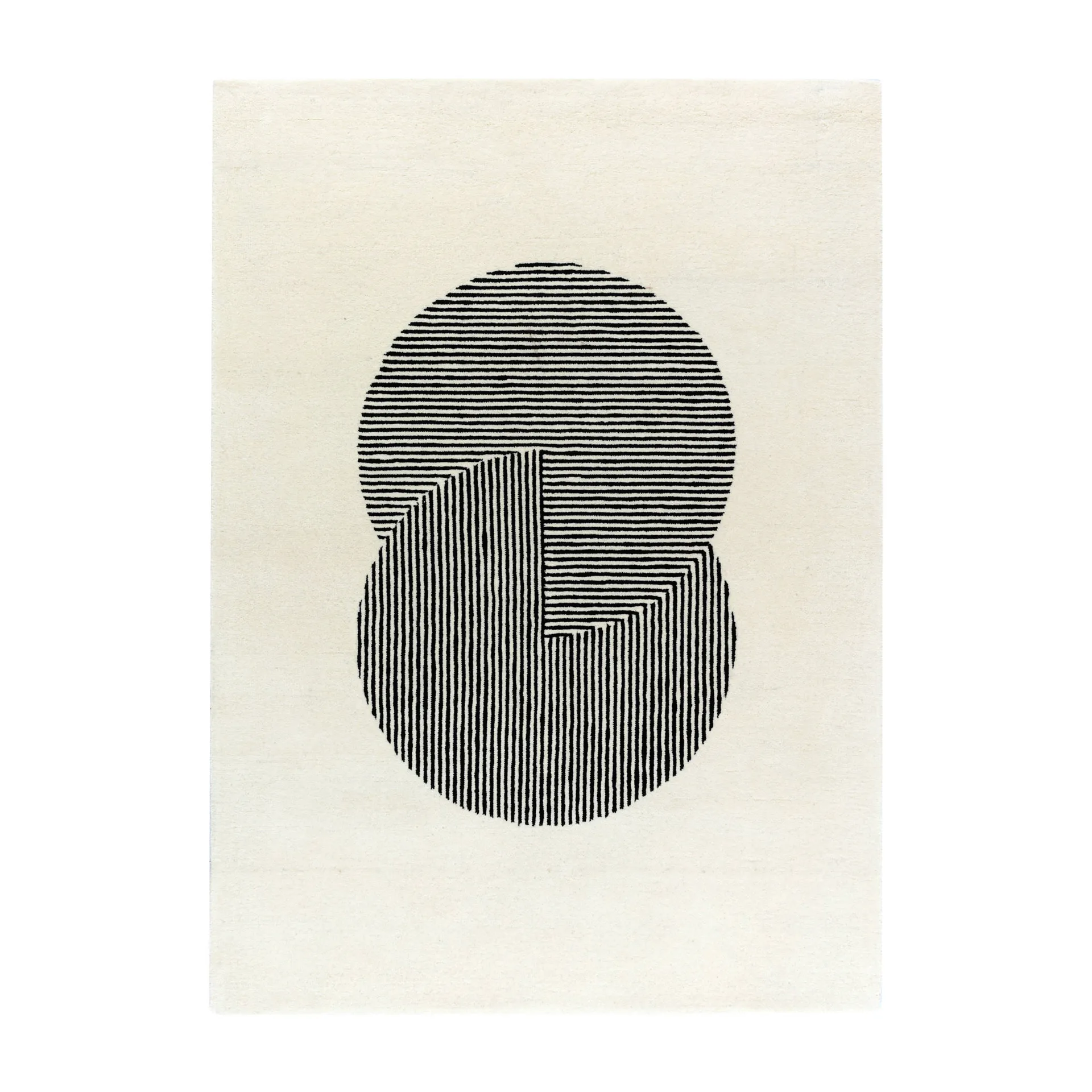 Alfombra de lana Circles blanco natural, 170x240 cm NJRD